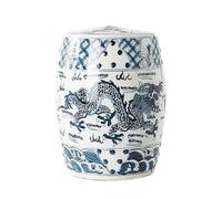 YANROSE Taburete de jardín Chinoiserie, Tambor Decorativo de cerámica Jingdezhen, diseño de dragón Pintado a Mano, Porcelana Azul y Blanca Antigua