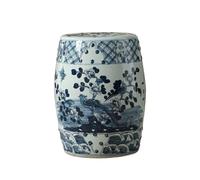 YANROSE Taburete de jardín Chinoiserie, Tambor Decorativo de cerámica, Pintado DE Azul a Mano y Porcelana Blanca, taburetes de tocador Antiguos