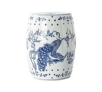 YANROSE Taburete de jardín Chinoiserie, Tambor Decorativo de cerámica, Porcelana China Azul y Blanca, Europea