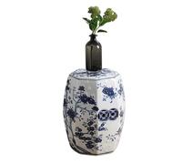 YANROSE Taburete de jardín Chinoiserie, Tambor Decorativo de cerámica, Porcelana de Jingdezhen, Adornos de Oficina Chinos(Whitea)