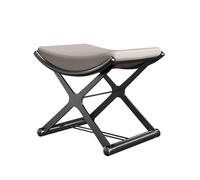 YANROSE Taburete de tocador de Cuero con Patas de Metal X for Maquillaje, Sala de Estar, baño, otomano Acolchado Multifuncional(Black)