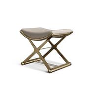YANROSE Taburete de tocador de Cuero con Patas de Metal X for Maquillaje, Sala de Estar, baño, otomano Acolchado Multifuncional(Gold)