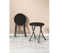 YANROSE Taburete de tocador Plegable, Taburete de Bar Plegable portátil Redondo, Silla for Cocina(Black2)