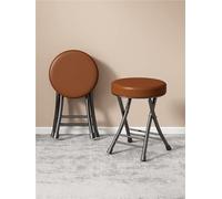 YANROSE Taburete de tocador Plegable, Taburete de Bar Plegable portátil Redondo, Silla for Cocina(Brown)