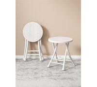 YANROSE Taburete de tocador Plegable, Taburete de Bar Plegable portátil Redondo, Silla for Cocina(White2)