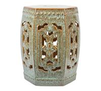 YANROSE Taburete Decorativo de cerámica for jardín, Taburete de Tambor de Porcelana Hueco Hexagonal con esmaltado Variable, Estilo Chino