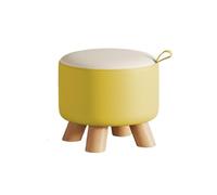 YANROSE Taburete otomano con Asas, Taburete for pies con Marco de Madera, reposapiés, Taburete for Cambiar Zapatos, otomanos Modernos(Yellow)