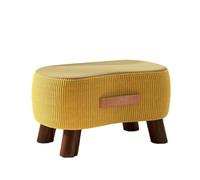 YANROSE Taburete otomano de Franela con Asas, Marco de Madera, reposapiés, Taburete for Cambiar Zapatos, otomanos Modernos(Yellow)