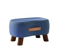 YANROSE Taburete otomano de Franela con Asas, Marco de Madera, reposapiés, Taburete for Cambiar Zapatos, otomanos Modernos(Blue)