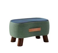 YANROSE Taburete otomano de Franela con Asas, Marco de Madera, reposapiés, Taburete for Cambiar Zapatos, otomanos Modernos(Green)