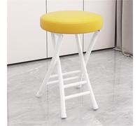 YANROSE Taburete Plegable con Respaldo, Taburete de Bar Acolchado, de Cuero, Redondo, portátil, Plegable, Silla for Cocina(Yellow)