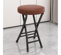 YANROSE Taburete Plegable con Respaldo, Taburete de Bar Acolchado, de Cuero, Redondo, portátil, Plegable, Silla for Cocina(Brown)