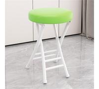YANROSE Taburete Plegable con Respaldo, Taburete de Bar Acolchado, de Cuero, Redondo, portátil, Plegable, Silla for Cocina(Green)
