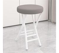 YANROSE Taburete Plegable con Respaldo, Taburete de Bar Acolchado, de Cuero, Redondo, portátil, Plegable, Silla for Cocina(Gray)