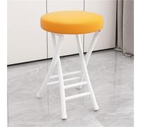 YANROSE Taburete Plegable con Respaldo, Taburete de Bar Acolchado, de Cuero, Redondo, portátil, Plegable, Silla for Cocina(Orange)