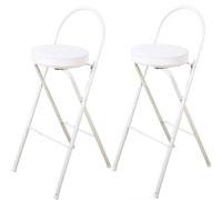 YANROSE Taburete Plegable for Barra de Desayuno, Silla con Asiento Acolchado, Taburete Plegable de Altura de mostrador(White 2Pcs,65cm)