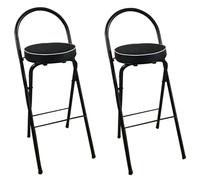 YANROSE Taburete Plegable for Barra de Desayuno, Silla con Asiento Acolchado, Taburete Plegable de Altura de mostrador(Black 2Pcs,75cm)