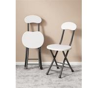 YANROSE Taburetes De Bar Plegables, Taburete Plegable con Respaldo, Taburete De Bar Plegable Portátil Redondo, Silla For Cocina(White1)