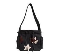 YANROSE Y2k Star Crossbody Bag Lindo Star Messenger Bag Star Tote Hobo Bolsa(Black)