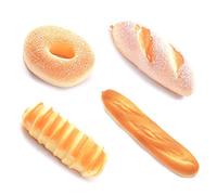 YANRU 4 Piezas,Modelo De Pan Artificial,Pan FrancéS Artificial,Pan Falso,Baguette, MoñO De Rosquilla,para DecoracióN De PanaderíA/DecoracióN De Fiesta En Casa/Accesorios para Fotos (1) (A8YR110133)