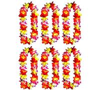yansanido 41 "Pack de 8 de gran tamaño totalmente hawaiano de volantes imitación de seda flores collares Collar para fiestas Favor y Hula-Hula Dance hawaiano, 6pcs Multicolour, 1