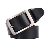 YANSHUYU Cinturones Hombre Cuero Cinturón minimalista con hebilla for hombre, 100-130 cm, con hebilla de pasador Cinturon(105CM,BLACK)