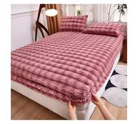 YANSHUYU Nordico Pelo Sábana Bajera Ajustable De Felpa De Conejo De Color Liso De Una Sola Pieza Funda Nordica Pelo(Bright Red,120x200x25cm 1pcs)