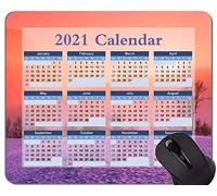 Yanteng Alfombrilla de ratón de 2021 años con Calendario, Alfombrilla de ratón de Oficina con Colores de Amanecer y Atardecer