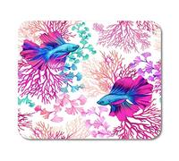 Yanteng Almohadillas para ratón Almohadillas para ratón Mar de acuarela Vida marina increíble Peces arco iris Natación en los arrecifes de coral Patrón Alga marina Alfombrilla de ratón para cuadernos