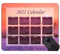 Yanteng Calendario 2021, Alfombrilla de ratón de Colores de Amanecer y Atardecer con Bordes cosidos