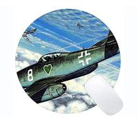Yanteng Cojín de ratón Redondo con el Borde Cosido, Militar Messerschmitt Me 262 Laptop Cojín de ratón Redondo Juego Cojín de ratón Redondo