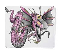 Yanteng Gaming Mouse Pad Dragon, Robótica Cyborg Digital Robótica Figura de Personaje Juego Moderno Caballero gráfico, Fucsia Amarillo Gris Borde Cosido