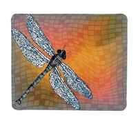 Yanteng Gaming Mouse Pad Dragonfly, Bird Like Bugs Flying on Orange Marigold Fondo geométrico Digital Abstracto, Borde Cosido Multicolor