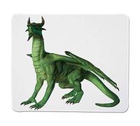 Yanteng Gaming Mouse Pad Kids Decor, Ugly Pero Cute Dragon De pie y Mirando en Miniatura Dino como Imagen de impresión, Borde Cosido Verde y Blanco