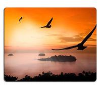 Yanteng Juego de Alfombrillas de ratón de Goma Natural Alfombrilla de ratón Gaviota de Vuelo Entre el Atardecer y el Cielo Anaranjado PM011668