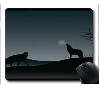 Yanteng Mouse Pad, Animal Moon Dog Wolf Art Rubber Gaming Mouse Pad (Multicolor)