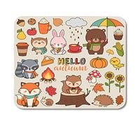Yanteng Mouse Pads Gaming Mouse Cupcake Conjunto de Lindos bosques de Animales y Elementos de otoño Ilustración Decoración Oficina Respaldo de Goma Antideslizante Tapete para ratón