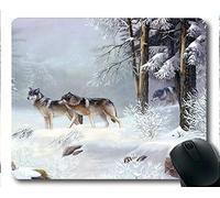 Yanteng Mousepads, Ahora Arte del Lobo del Invierno Mousemat (Multicolor)