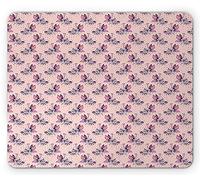 Yanteng Spring Mouse Pad, Colorful Butterfly Pétalos Bouquet Vivid Inspirational Hand Drawn Print, Tamaño estándar Rectángulo Antideslizante Alfombrilla de ratón de Caucho, Pale Pink Purple Salmon