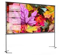Yanuoda Pantalla de Proyector Portátil de 100 Pulgadas con Soporte, Pantalla HD 4K 16:9 sin Arrugas para Interiores y Exteriores, Cine en Casa, Películas en el Patio Trasero y Camping