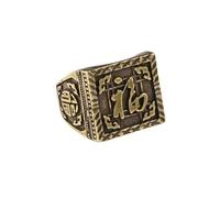 yanwuwa Anillos de riqueza de personajes chinos, joyería de latón envejecido para hombres, accesorios históricos únicos, anillos de latón para hombre, One Size, como se describe, como se describe