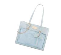 yanwuwa Bolso de hombro de piel sintética con ventana transparente para colegiala japonesa, para mujeres y niñas, estudiante japonés, bolsa de hombro de piel sintética, Blue