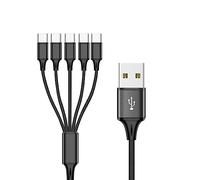yanwuwa Cable de carga múltiple multiUSB, cable de carga USB trenzado de nailon 3/4/5 en 1, adaptador de cargador C divisor