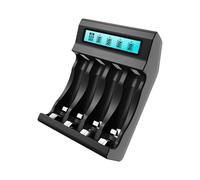 yanwuwa Cargadores de batería de eficiencia para litio de 2 A y 3 A con pantalla LCD, 4 ranuras tipo C, adaptador de carga profesional
