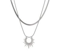 yanwuwa Collar con dije de Dios, joyería minimalista para uso diario, gargantilla con colgante de sol multicapa, cadena de clavícula, collar unisex en capas para uso diario