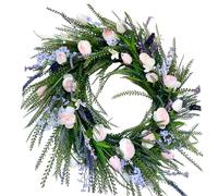yanwuwa Corona de flores artificiales de 45 x 45 cm, resistente a la intemperie, para bodas, día de la madre, decoración interior y exterior