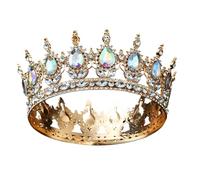 yanwuwa Coronas clásicas retro de princesa de 8 ojos, accesorio para el cabello, ligero y elegante, diadema de boda para ocasiones especiales, postizo de novia de aleación, talla única, como se