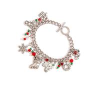 yanwuwa Delicadas pulseras con temática navideña con cuentas elásticas y elegantes motivos navideños para mujer, accesorios de fiesta, cuentas elásticas, One Size, como se describe