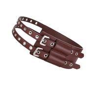 yanwuwa Elegante banda de corsé de cuero con ojales grandes decoraciones, hebillas de alfiler, cincha de cintura para mujer, faja ajustable para ocasión Varoius, café, Talla única