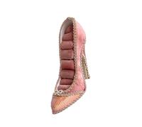 yanwuwa Elegante soporte de exhibición de joyas con forma de tacón alto | Diseñado con compartimentos forrados de terciopelo y marco de resina resistente, para anillos organizados y exhibición de